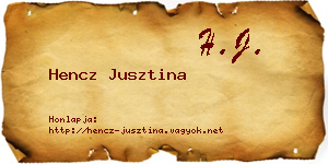Hencz Jusztina névjegykártya